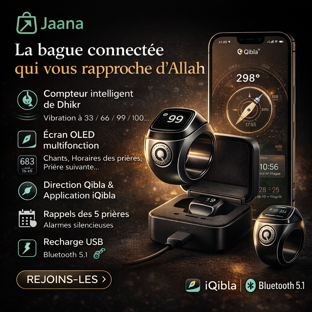 Jaana Zikr Ring – bague intelligente connectée multifonction + livraison gratuite