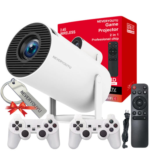 PROJECTEUR SMART TV 4K — VOTRE CINÉMA & CONSOLE DE JEUX À LA MAISON | +15 000 JEUX + 2 MANETTES 🎮