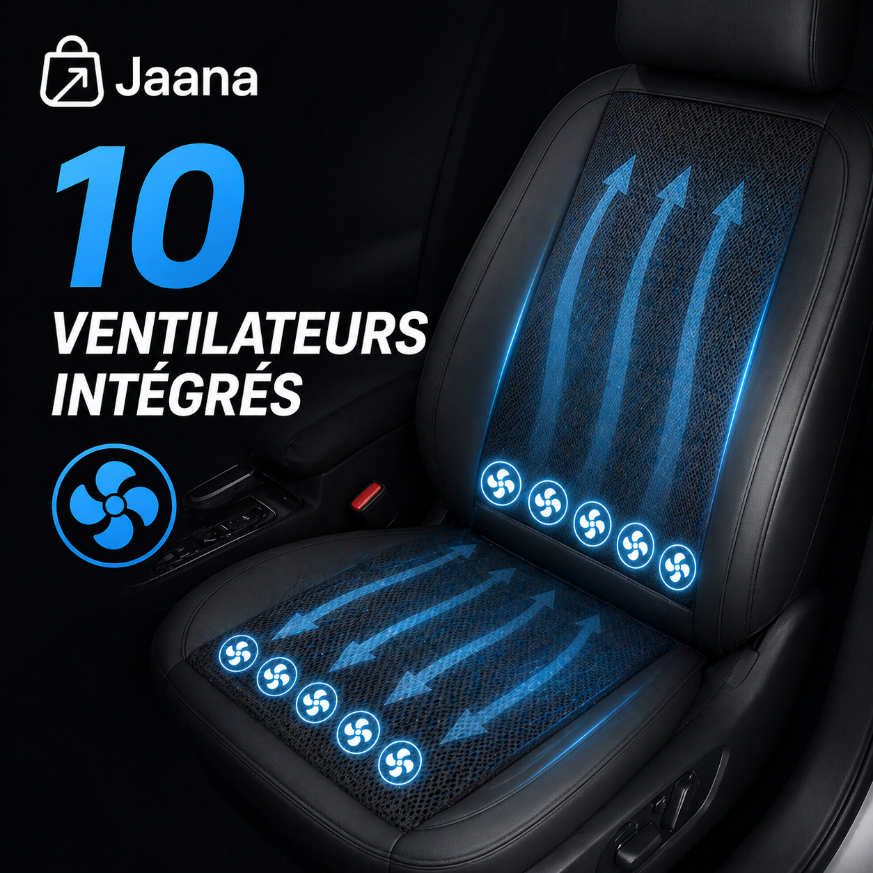 jaanaSeat Pro™ coussin de Siège Ventilé Finis la Sueur dans ton Siège. Finis les Douleurs de Dos.