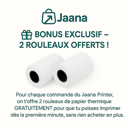 Jaana Printer : Mini Imprimante thermique +2 ROULEAUX OFFERTS + 1an garantie + livraison gratuite