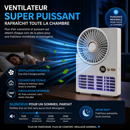 Ventilateur Anti-Moustique UV Rechargeable 3 en 1 Ultra Puissant