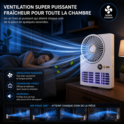Ventilateur Anti-Moustique UV Rechargeable 3 en 1 Ultra Puissant