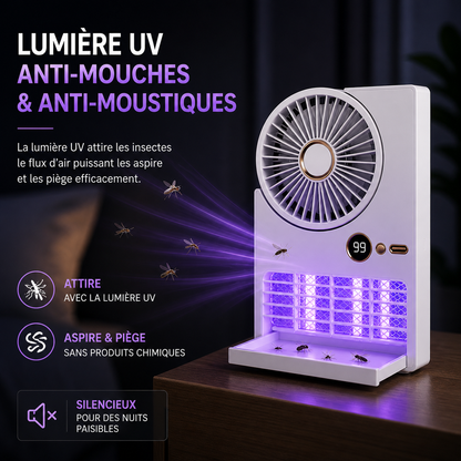 Ventilateur Anti-Moustique UV Rechargeable 3 en 1 Ultra Puissant