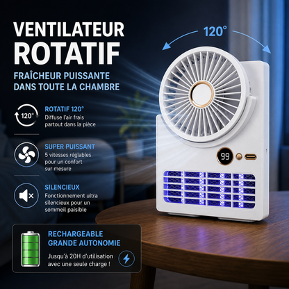 Ventilateur Anti-Moustique UV Rechargeable 3 en 1 Ultra Puissant