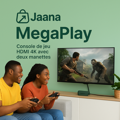 🎮 JAANA MegaPlay™ Game stick – 2 000+ Jeux Rétro (2 Manettes Sans Fil gratuites incluses) + livraison gratuite