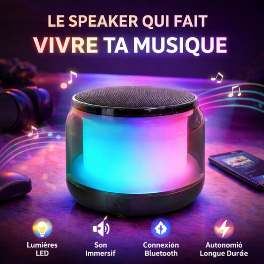 Mini haut parleur bluetooth + radio avec lumiere led rgb