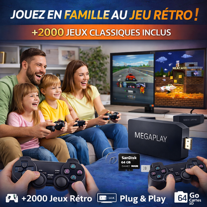 🎮 JAANA MegaPlay™ Game stick – 2 000+ Jeux Rétro (2 Manettes Sans Fil gratuites incluses)