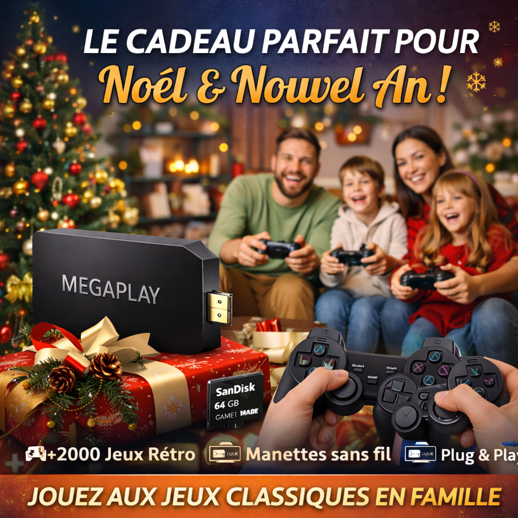 🎮 JAANA MegaPlay™ Game stick – 2 000+ Jeux Rétro (2 Manettes Sans Fil gratuites incluses)