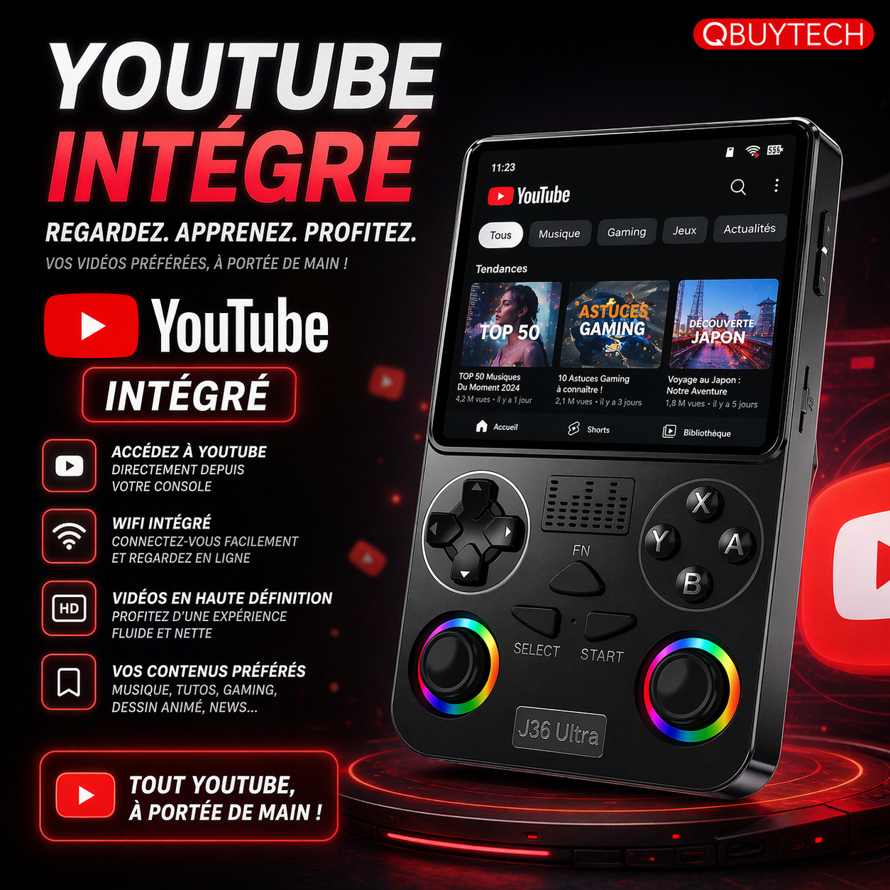 Console de jeux J36 ULTRA — 16 000 Jeux Rétro & Modernes + WiFi, YouTube & Multijoueur en ligne