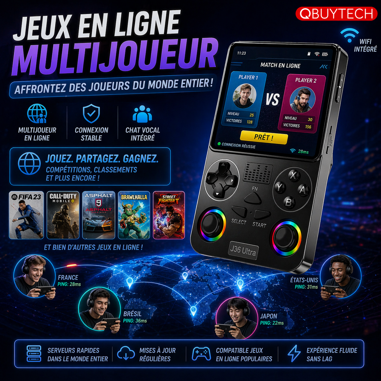 Console de jeux J36 ULTRA — 16 000 Jeux Rétro & Modernes + WiFi, YouTube & Multijoueur en ligne