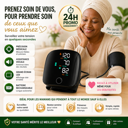 Tensiomètre Électronique Intelligent original – Précision Médicale avec Assistance Vocale 🔊 + chargeur offert et garantie