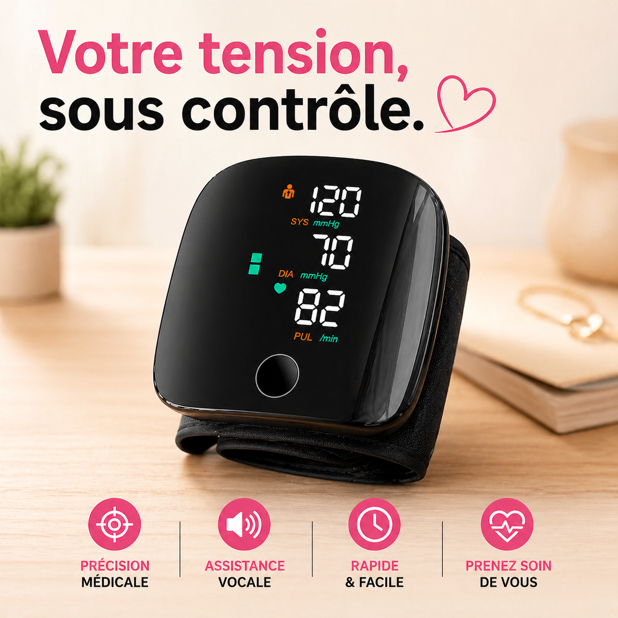 Tensiomètre Électronique Intelligent original – Précision Médicale avec Assistance Vocale 🔊 + chargeur offert et garantie