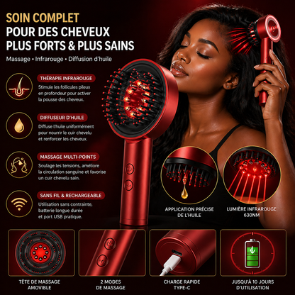 Masseur capillaire avec diffuseur d'huile intégré et thérapie infrarouge