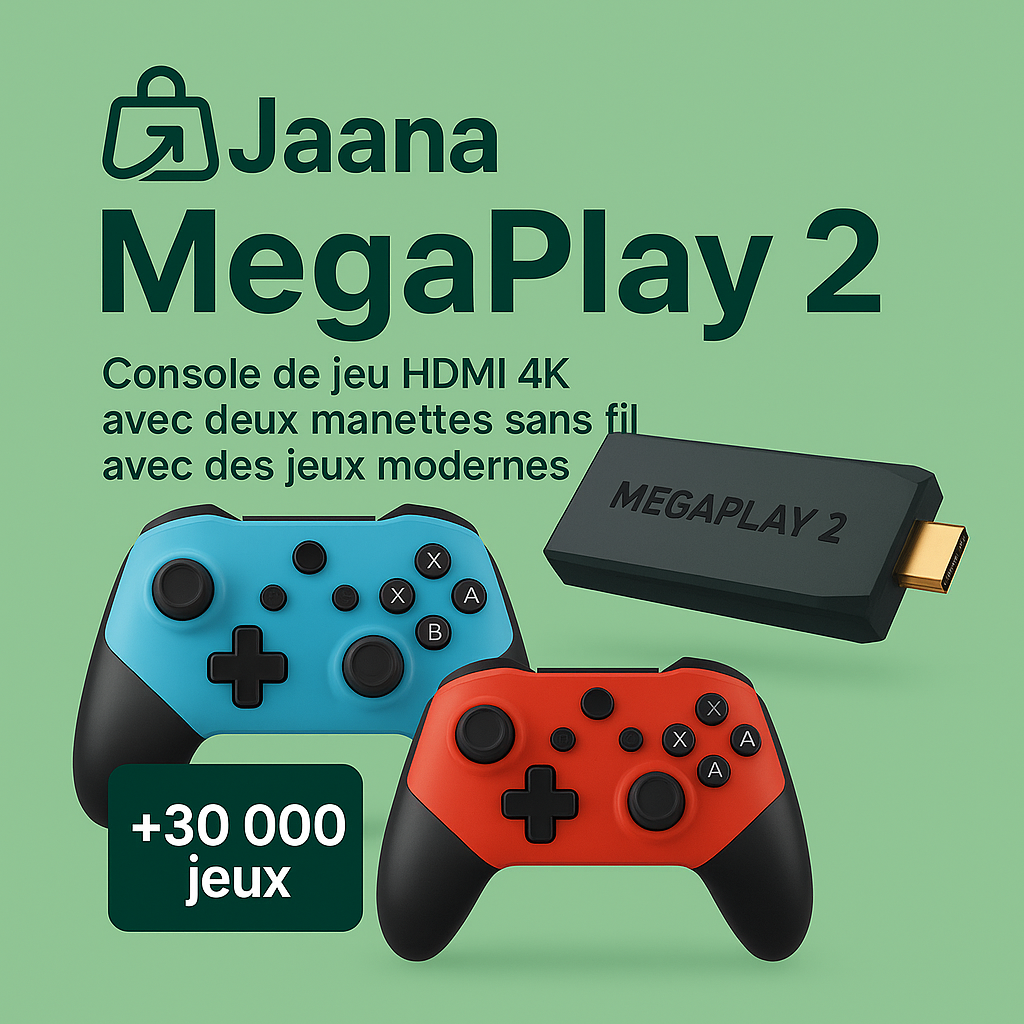 🎮 JAANA MegaPlay 2 ™ Game stick –30.000+ Jeux (2 Manettes gratuites incluses) + livraison gratuite