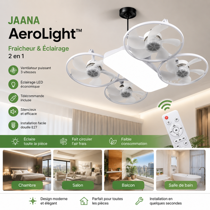 Ventilateur de Plafond LED Jaana AeroLight™ | Fraîcheur & Éclairage 2-en-1 FORME DRONE