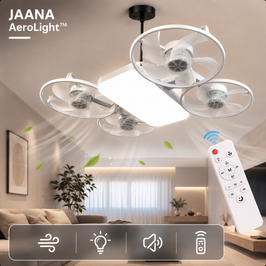 Ventilateur de Plafond LED Jaana AeroLight™ | Fraîcheur & Éclairage 2-en-1 FORME DRONE