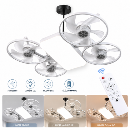 Ventilateur de Plafond LED Jaana AeroLight™ | Fraîcheur & Éclairage 2-en-1 FORME DRONE