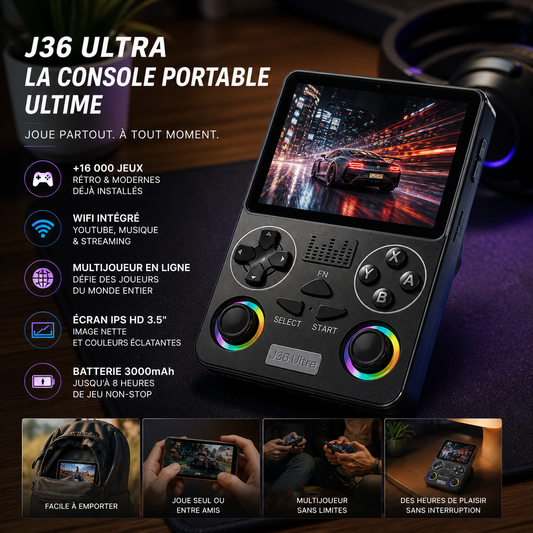 Console de jeux J36 ULTRA — 16 000 Jeux Rétro & Modernes + WiFi, YouTube & Multijoueur en ligne