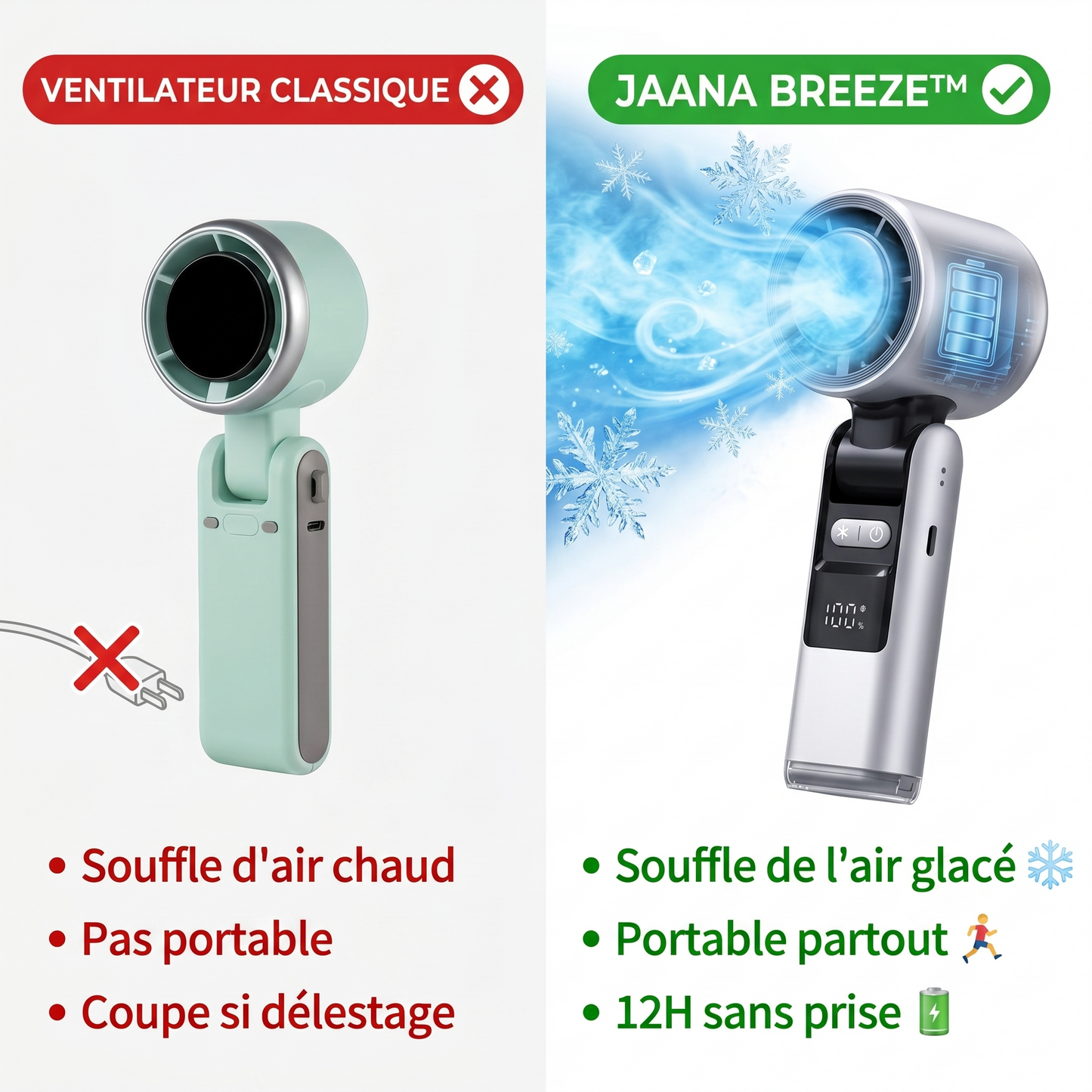 JAANA BREEZE™ – Le Climatiseur Portable 200 Vitesses avec Refroidissement Glacé et lampe torche integre❄️