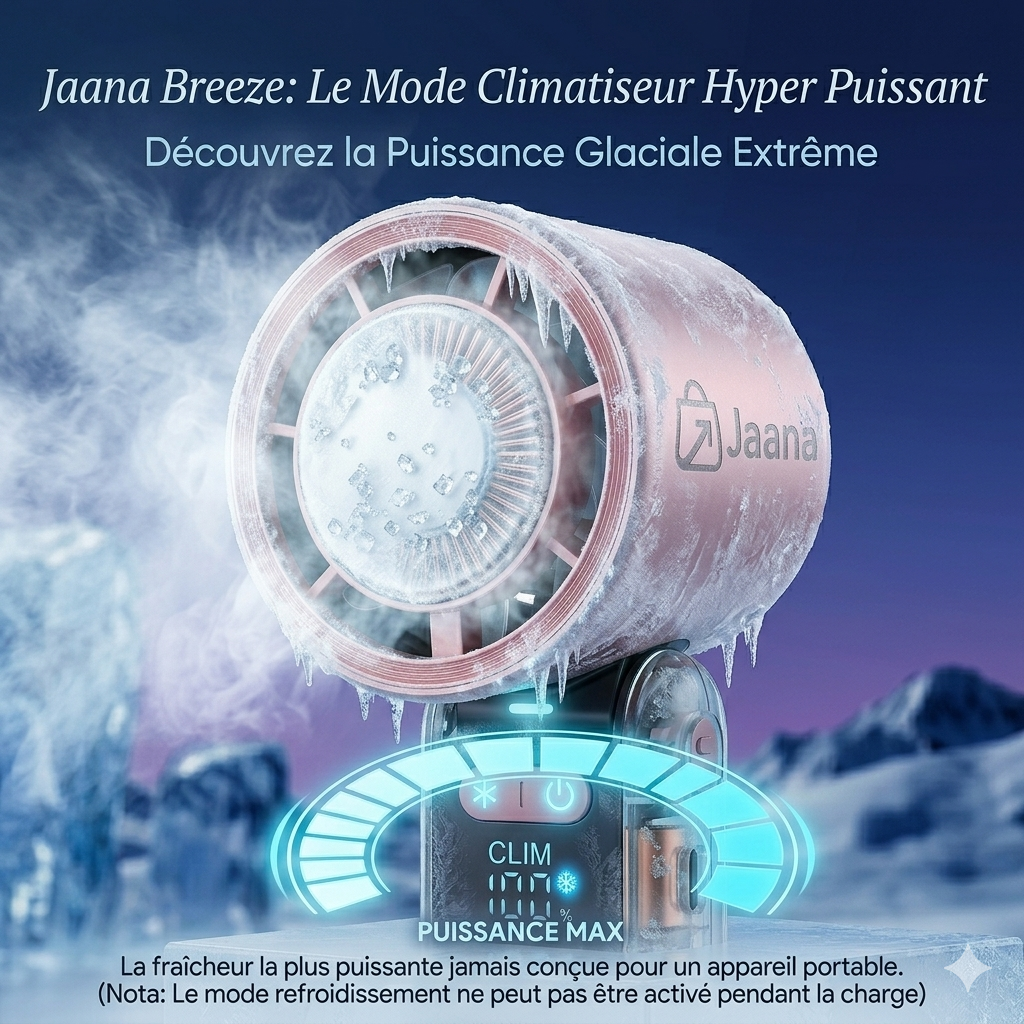 JAANA BREEZE™ – Le Climatiseur Portable 200 Vitesses avec Refroidissement Glacé et lampe torche integre❄️
