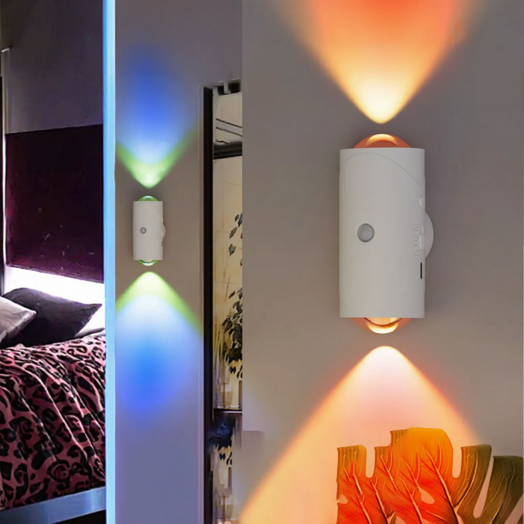 Lampe Murale Intelligente RGB – Détection de Mouvement, 16 Couleurs & Installation Magnétique