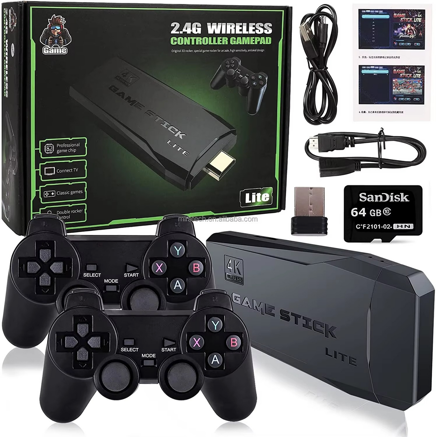🎮 JAANA MegaPlay™ Game stick – 2 000+ Jeux Rétro (2 Manettes Sans Fil gratuites incluses) + livraison gratuite