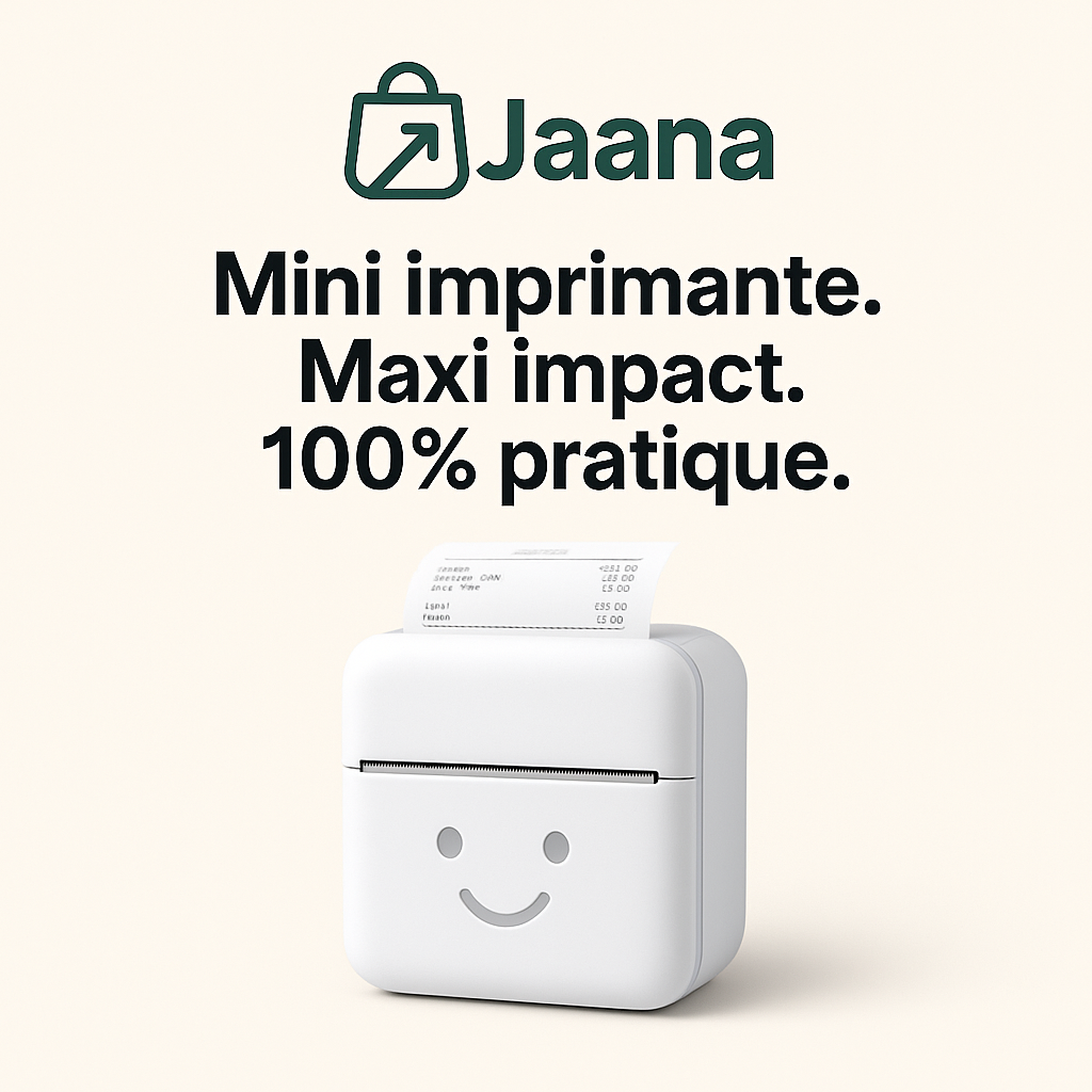 Jaana Printer : Mini Imprimante thermique +2 ROULEAUX OFFERTS + 1an garantie + livraison gratuite