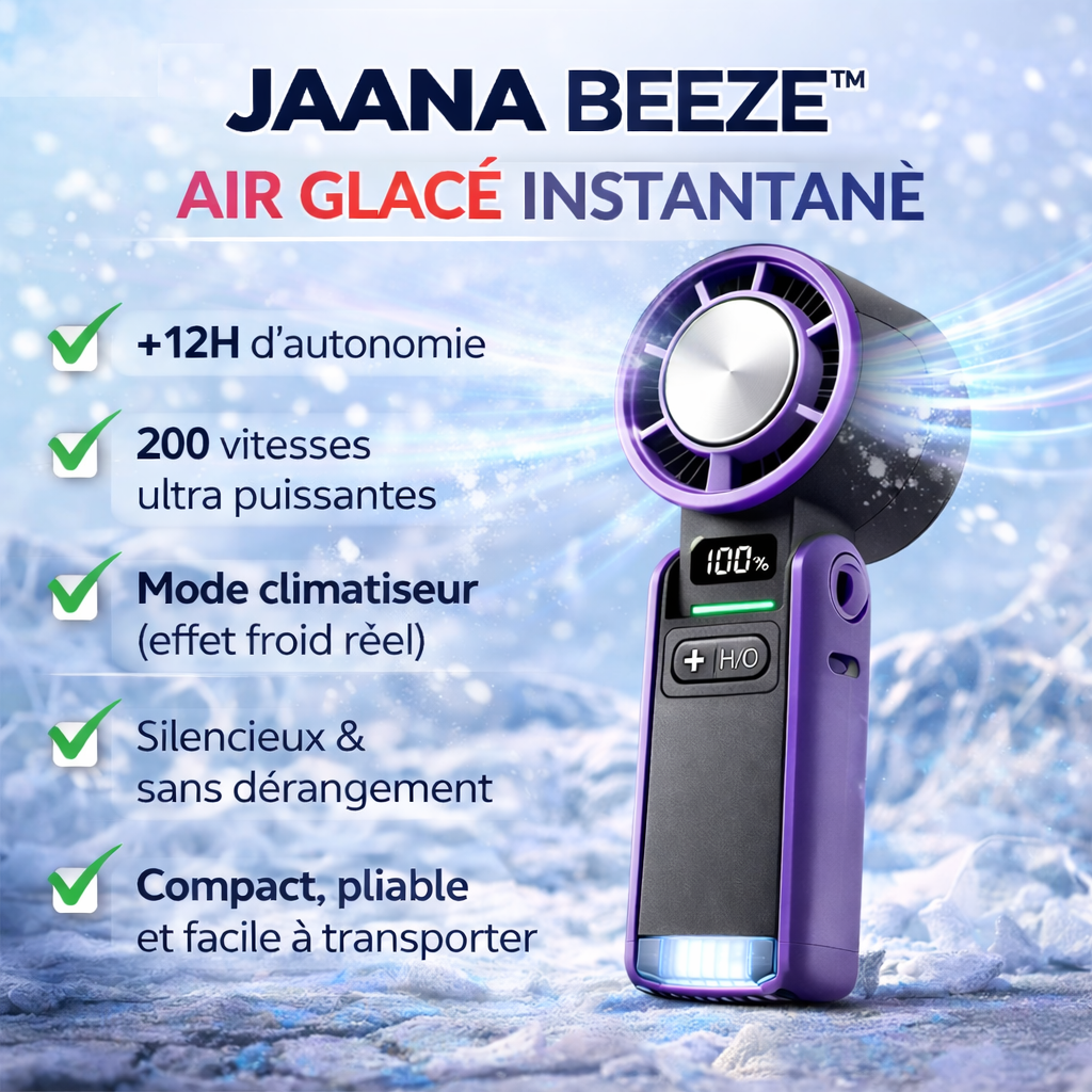 JAANA BREEZE™ – Le Climatiseur Portable 200 Vitesses avec Refroidissement Glacé et lampe torche integre❄️