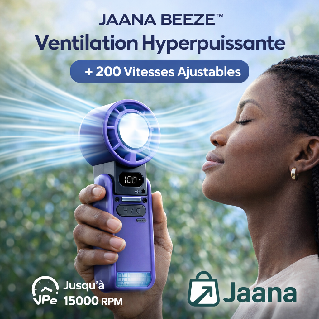 JAANA BREEZE™ – Le Climatiseur Portable 200 Vitesses avec Refroidissement Glacé et lampe torche integre❄️