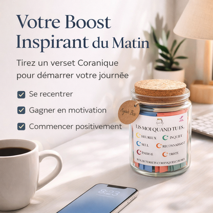 Bocal Coranique – 90 Versets traduits en français et classés par émotions (avec sources)