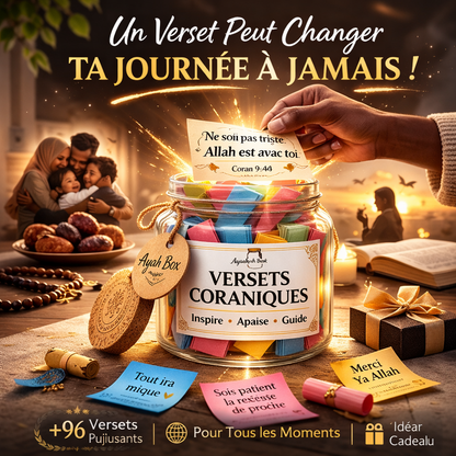 Bocal Coranique – 90 Versets traduits en français et classés par émotions (avec sources)