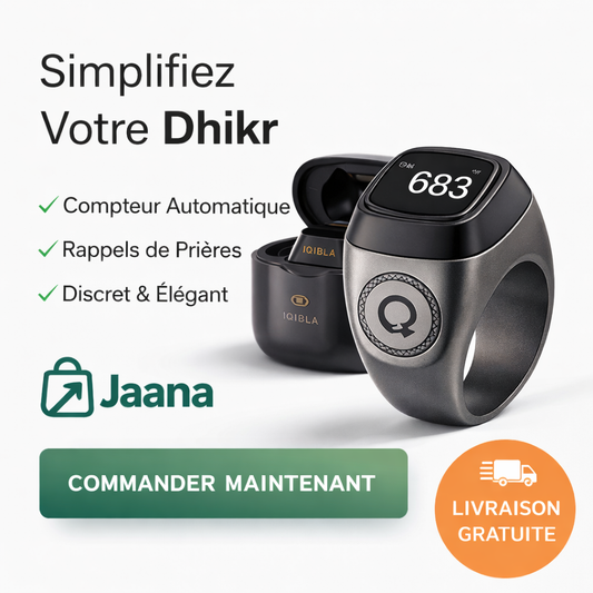 Jaana Ring – Compteur de Dhikr Connecté avec Rappels de Prière multifonction | Livraison gratuite partout a Dakar