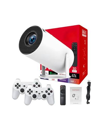PROJECTEUR SMART TV 4K — VOTRE CINÉMA & CONSOLE DE JEUX À LA MAISON | +15 000 JEUX + 2 MANETTES 🎮