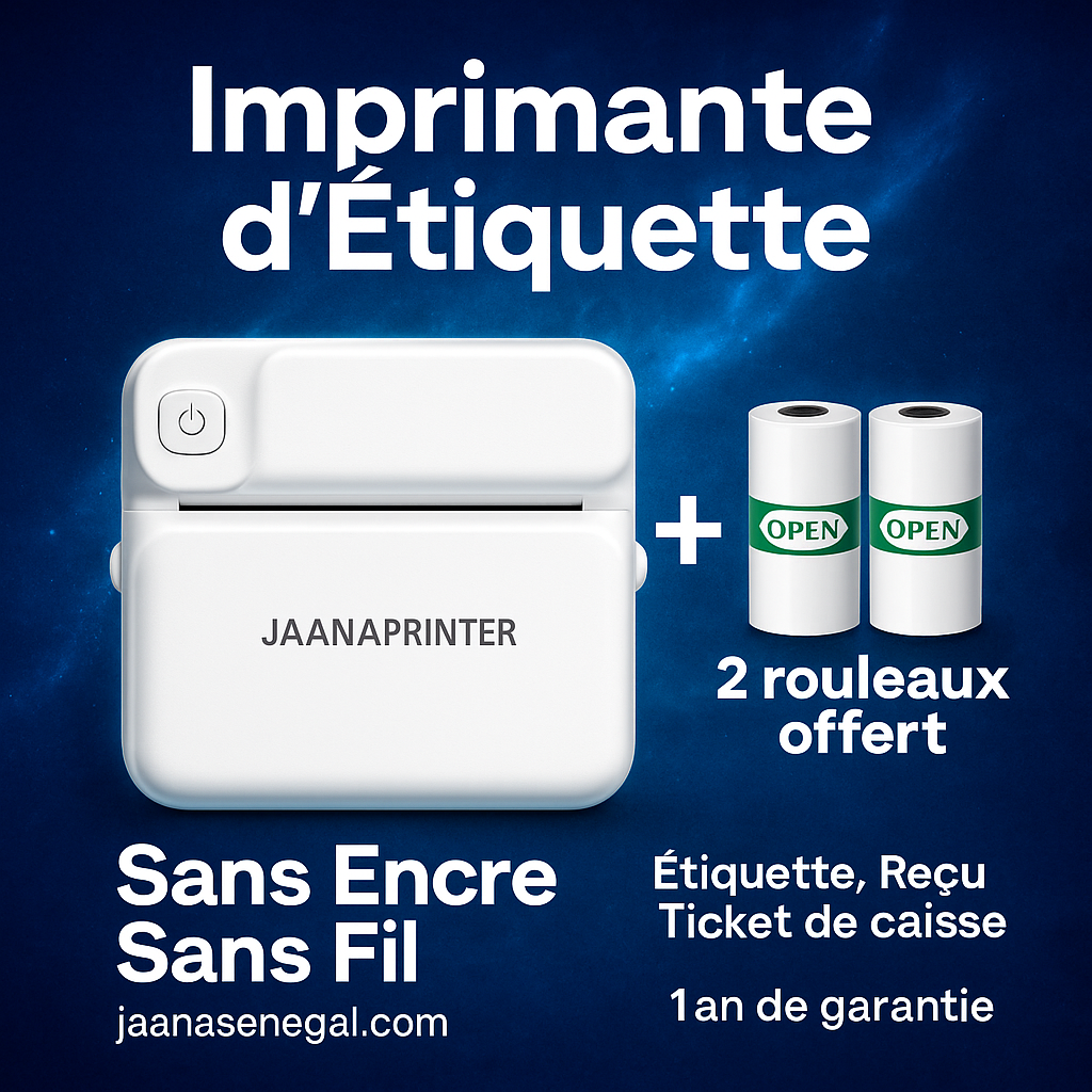 Jaana Printer : Mini Imprimante thermique +2 ROULEAUX OFFERTS + 1an garantie + livraison gratuite
