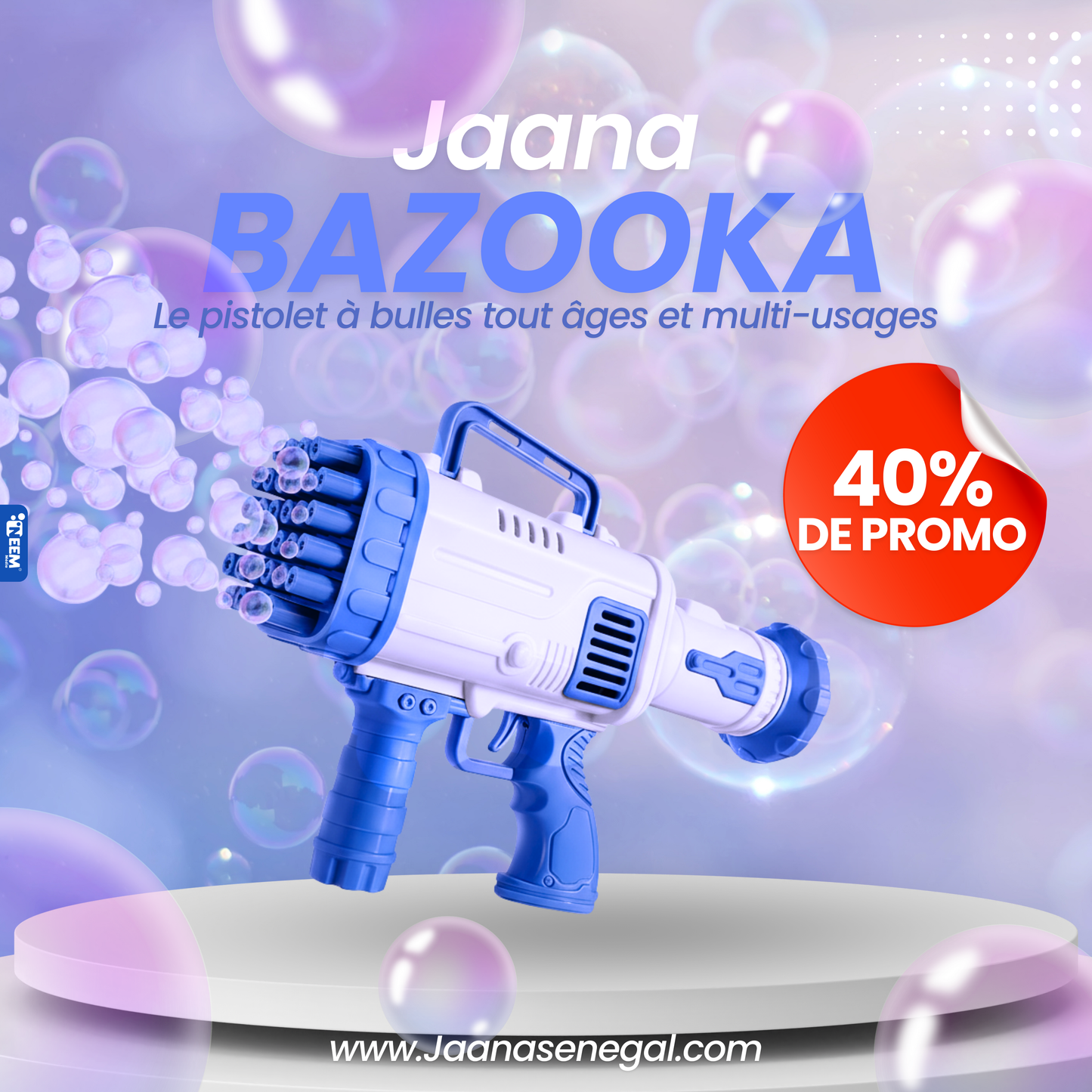 JAANA BAZOOKA: PISTOLET A BULLE HYPER PUISSANT + livraison gratuite
