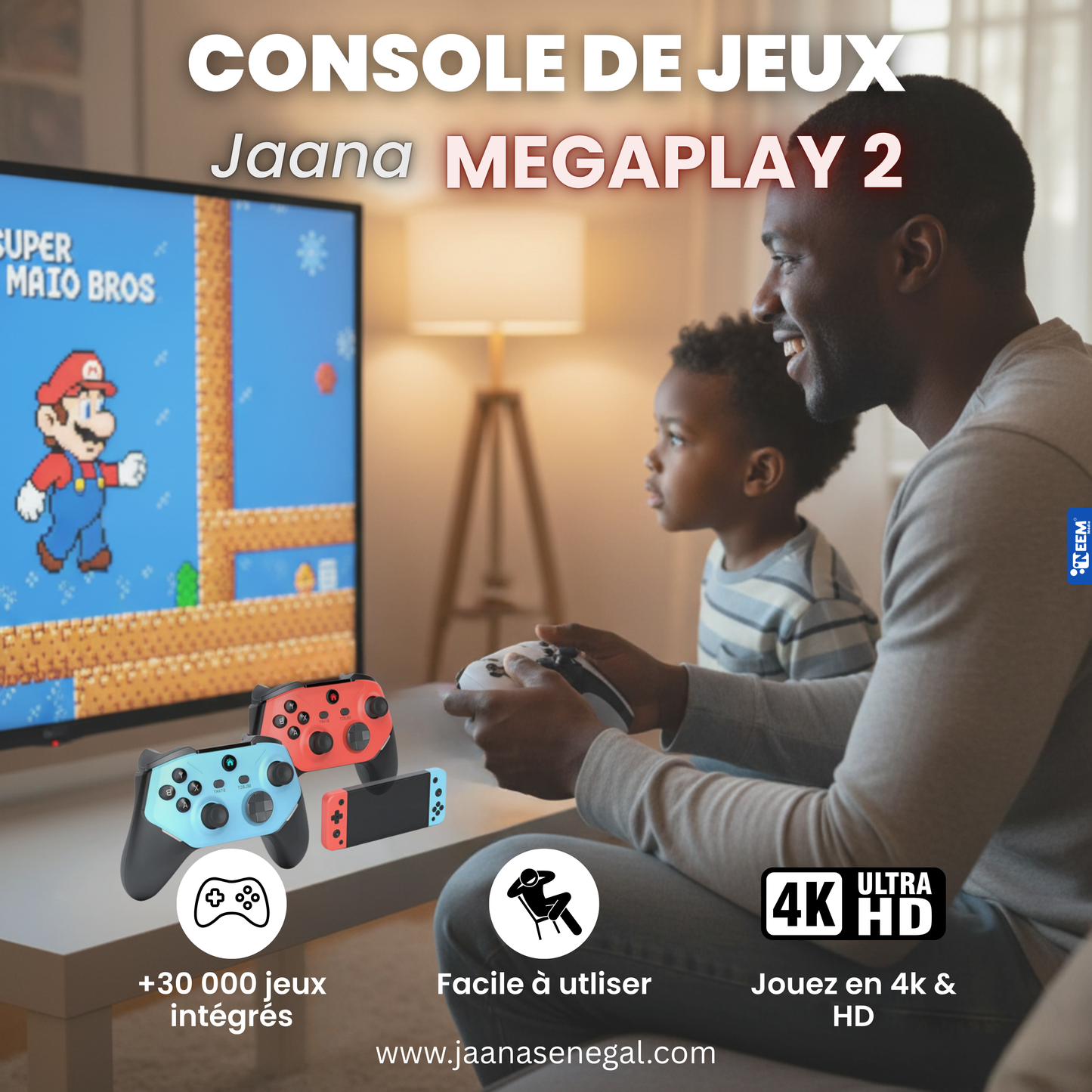 🎮 JAANA MegaPlay 2 ™ Game stick –30.000+ Jeux (2 Manettes gratuites incluses) + livraison gratuite