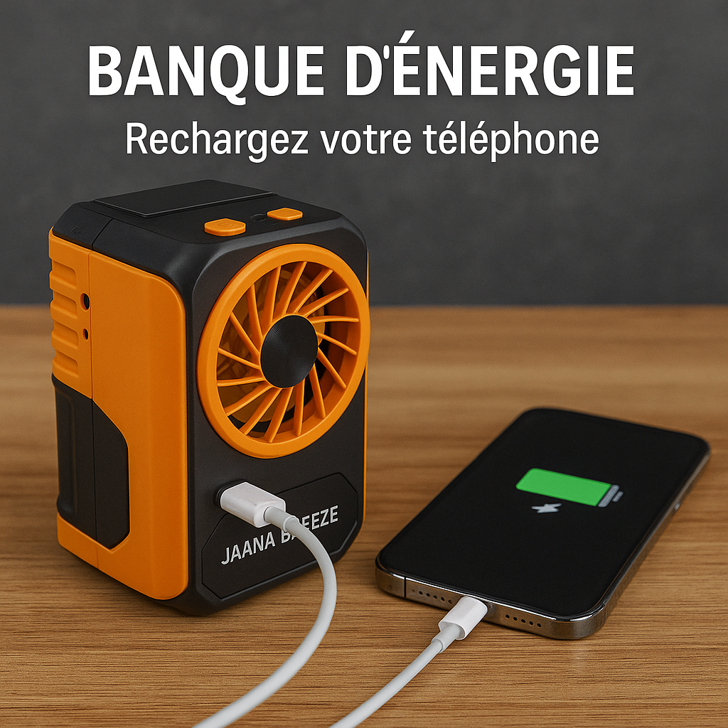 Jaana Breeze – mini ventilateur puissant , powerbank et lampe 3 en 1